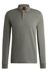 BOSS Mens Passerby Stretch-Cotton Slim-fit Polo Shirt with Logo Patch