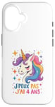 Coque pour iPhone 16 Licorne Cadeau Fille 4 ans Enfant 4ème Anniversaire