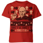 Star Trek: The Next Generation Make It So Kids' Christmas T-Shirt - Red - 7-8 Years