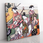 Watchers and the Watched by Harunobu Suzuki Asian Japanese Canvas Wall Art Print Ready to Hang, Framed Picture for Living Room Bedroom Home Office Décor, 50x50 cm (20x20 Inch)