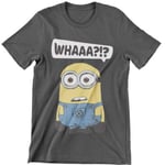 Hybris Minions - Whaaa?!? barn T-Shirt (DarkGrey,3-4 år)