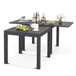 Giantex Table de Jardin Extérieur en Aluminium Tout Temps, Table à Manger Extensible 80-160 CM pour 4-6 Personnes, Table à Manger Rectangulaire Ajustable pour Jardin, Terrasse