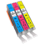 Go Inks 1 C/M/Y Set of 3 Ink Cartridges to replce CLI-551 Compatible/non-OEM for PIXMA Printers (3 Pack)