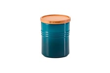 Le Creuset Stoneware Medium Storage Jar with Wooden Lid, Stoneware, 540 ml, 10 cm, Deep Teal, 91044401642099