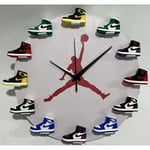 Accueil 30 cm AJ1-12 horloge murale cadran horloge pour la maison salon chambre bureau café bar décoration (chaussures tridimensionnelles fond noir)