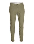 JACK & JONES Men's Slim Fit Chino Trousers - Classic Style Authentic Look Tapered Leg Pants, Olive Colour, Sizes- 32 Waist 32 Inside Leg