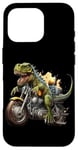 Coque pour iPhone 16 Pro T-Rex Tyrannosaurus Dinosaure Dino Rex équitation une moto