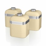 Swan Retro Set of 3 Kitchen Canisters Tea, Coffee & Sugar SWKA1020CN   in Cream