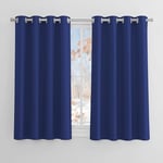 PONY DANCE Blue Curtains for Bedroom Thermal Blackout Eyelet Curtains Short Blackout Curtains for Living Room/Kitchen/Kids Bedroom Window Treatment, W46 X L54-inch, Set of 2, Blue