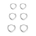 Boucle Doreille Femme Argent Fin 925,Lot Boucles d'oreilles Creoles Femme 3 Paires Piercing Oreille Boucles d'oreilles Hypoallergéniques en Argent Pour Femmes Bijoux Femme 10mm, 12mm,15mm