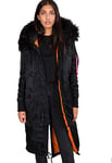 Alpha Industries Women's Long Fishtail Winter Jacket for Ladies, Black, M