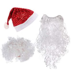 ITODA 3 en 1 Blanc Perruque+Barbe de père Noël+Chapeau de Noël Rouge pour Adulte Set Santa Claus Christmas Cosplay Bonnet de Noël Taille Unique pour Costume Déguisement de Noël Carnaval Theme Party