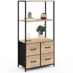 Idmarket - Etagère 3 niveaux avec 4 tiroirs en tissu utah 120 cm meuble de rangement design industriel