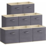 Lot de 8 Cubes de Rangement Pliables, Paniers Rangement en Tissu, Caisses Rangement, Boites de rangement avec Poignées, Organisateurs pour Vetements,