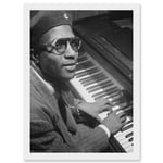 Jazz Legend Thelonious Monk Cool Black & White A4 Artwork Framed Wall Art Print