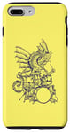 Coque pour iPhone 7 Plus/8 Plus Dragon jouant de la batterie Cool Drummer Animal Rock Musicien