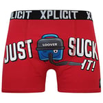 Xplicit 2k20Sep Mens Boys By Crosshatch Novelty Rude Boxer Trunks Shorts Underwear Funny[Hoover - Red,XL]