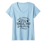 Womens Happy Valentine's Day Single V-Neck T-Shirt