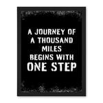 Artery8 A Journey Of A Thousand Miles Begins With One Step Inspirational Positive Motivational Gym Workout Living Room Typography Artwork Framed Wall Art Print 18X24 Inch