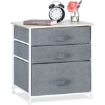 Meuble rangement 3 tiroirs tissu commode étagère tiroir tissu HxlxP: 53 x 48 x 40 cm, gris - Relaxdays