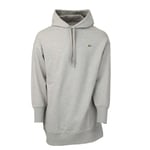 Lacoste Womenss LIVE Hooded Oversized Sweatshirt Dress in Grey Cotton - Size 10 UK