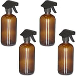 Relaxdays Spray vide en verre, lot de 4, 500 ml, jet puissant et large brume, pour cheveux ou jardin, marron