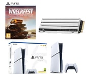 Sony PlayStation 5 (Model Group - Slim), Wreckfest & 1 TB MP600 ELITE M.2 Internal SSD Bundle, White