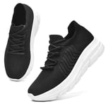 ELAPHURUS Femmes Mesh Lace-Up Chaussures de Sport légères Walking Gym Sport Chaussures de Sport Scolaires Cushion Sneaker Chaussures d'extérieur Noir Blanc, EU 39