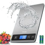 Drcowu Digital Kitchen Scales with Large LCD Display, Food Weighing Scale 15kg for Cooking Bakery, Electric Baking Scales with Tare Function, Grams and Oz, Backlight LCD, 1g/0.1oz Accuracy