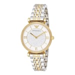 NEW EMPORIO ARMANI GIANNI T-BAR AR8031 GOLD & SILVER TONE WOMEN'S WRIST WATCH