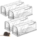 4 Pack Piège à Souris Vivante, Libération sans Contact Attrape Nasse à Souris, Attrape Cage Piege Souris Réutilisables avec Trou d'air sans Mécanisme, pour Petit Rongeur Cuisine Jardin Garage