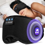 LC-dolida Bluetooth Masque de Sommeil Casque pour Femmes Hommes,100% d'occultation Écouteurs Masque de Nuit Peut jouer 10-14 Heures,Aides au Sommeil pour Sdultes,Couvre-yeux avec Sac de Voyage