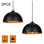 Einfeben 2x Suspension Luminaire lampe à suspendre abat-jour Lampe à suspendre industrielle Lampe de plafond noir-or Lampe à suspendre