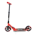 Zinc Cruise Kids Scooter – Big Wheel Kick Scooter for Ages 6+, Foldable 2-Wheel Scooter with 200mm Wheels, Lightweight, Height Adjustable, Rear Footbrake, Supports up to 100kg, Red & Black