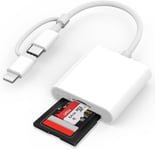 Lecteur de Carte SD pour iPhone, Double L-ightning & USB C Lecteur Carte SD avec Double Fente pour Micro SD/SD, Adaptateur Carte SD pour iPhone USB C