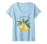 Womens La Dolce Vita Lemon Italian Summer Limoncello Amalfi Coast V-Neck T-Shirt