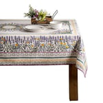 Maison d' Hermine Fanny Lavender Nappe 100% Coton pour la Cuisine dîner Table décoration de fête Mariage, fête mères Printemps/été (Rectangle, 140cm x 180cm)