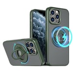 S. Dawezo Coque Magnétique pour iPhone 11 Pro Max 6,5 Pouces, Compatible avec MagSafe, Coque pour Téléphone à Protection Militaire, Magnétique 360° Support Rotatif Coque pour iPhone 11 Pro Max, Vert