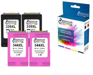 PREMIUM CARTOUCHE - x4 Cartouches compatibles pour HP 339XL + 344XL (C8767EE + C9363EE) compatibles HP HP DeskJet 5700 5740 5745 5900 5940 5943 5950