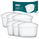 Sillar Lot de 6 cartouches filtrantes compatibles avec Brita Maxtra+, Marella, Aluna, Elemaris - Charbon actif et échangeurs d'ions - Sans BPA - Réduit le calcaire et le chlore - Pour une eau potable