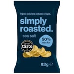 Simply Roasted - Sea Salt Crisps | Share Box of 12 x 93g bags | 50% less fat | Low in Salt | Triple Cooked British Potato