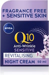 NIVEA Q10 Anti-Wrinkle Sensitive Revitalising Night Cream (50ml), Face Cream wit