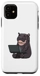 Coque pour iPhone 11 Hippopotame travaillant sur un ordinateur portable Animaux