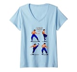 Womens Bruce Lee Video Game Multiple Fighting Poses V-Neck T-Shirt