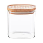 Square Glass Storage Jar with Wooden Lid 680ml