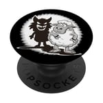 Unique Comic Sheep and Wolf Shadow for a Sheep Lover PopSockets Adhesive PopGrip