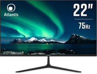 Moniteur 22 pouces, écran 22"" VA 75Hz, Full HD 1920x1080, VGA HDMI, FreeSync, inclinable, réponse 5ms, contraste 3000:1, angle 178/178, câble HDMI 1.5m