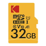 Kodak - Carte Micro SD 32 Go UHS-I U1 V10 A1 microSDHC/XC - Carte Mémoire Micro SD - Vitesse de Lecture 85MB/s Max - Vitesse d'Écriture 25MB/s Max - Stockage Supplémentaire pour Smartphone/Tablette