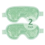 NEWGO Cooling Gel Eye Mask Reusable Cold Eye Mask for Puffy Eyes, Eye Ice Pack with Soft Plush Backing for Dark Circles, Migraine, Stress Relief - Green-2PCS