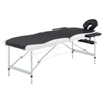 vidaXL Hopfällbar massagebänk 2 sektioner aluminium svart och vit 110228